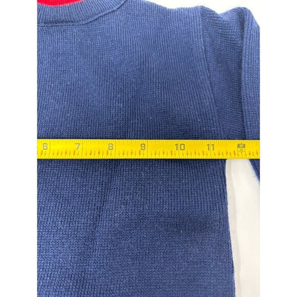 VTG 70s 80 Knit Kids Sweater Pullover Toddler Size 18 Mons Blue Teddy Bear Roses - Picture 8 of 12